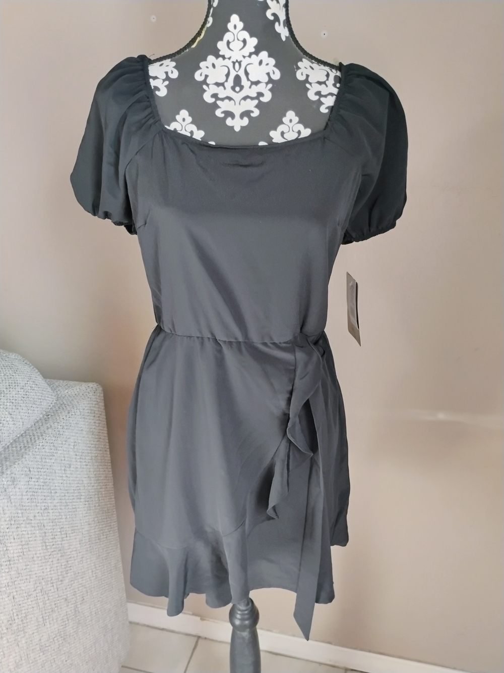 Lily Rose Short Sleeve Mini Dress Black Size Medium NWT